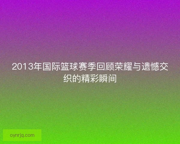 2013年国际篮球赛季回顾荣耀与遗憾交织的精彩瞬间